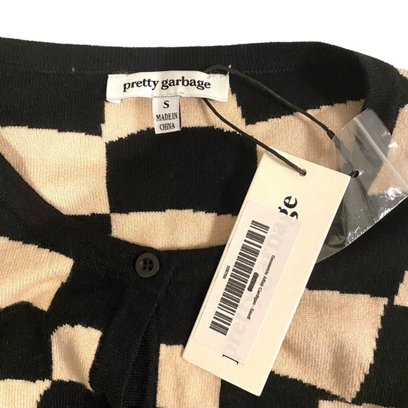 Pretty Garbage Geometric Affair Cardigan Black and White S - Picture 3 of 7